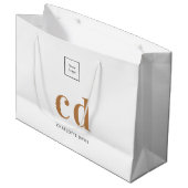 Logokombinationen mit weißem Gold Große Geschenktüte (Vorderseite Schrägansicht)