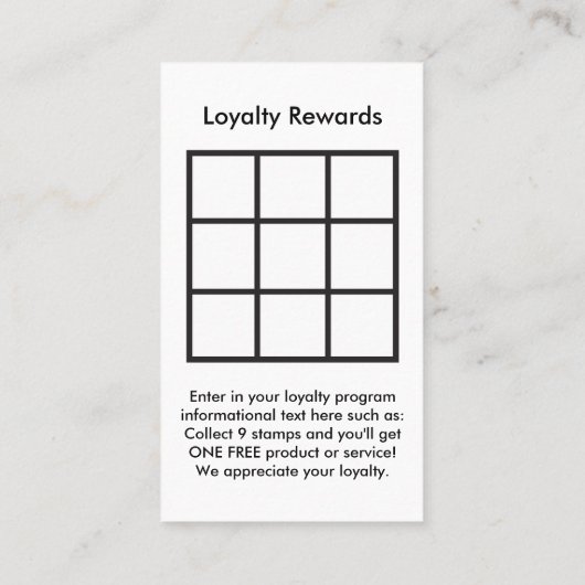 Logoloyalität vergütet Karte (Rückseite)