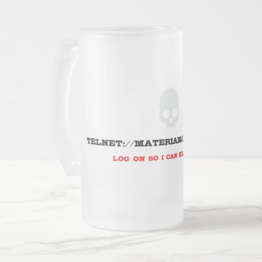 Logon-telnet - Glasbier-Tasse Mattglas Bierglas (Vorderseite Links)