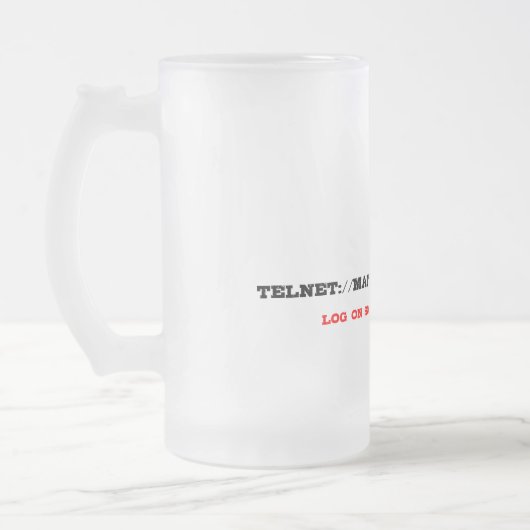 Logon-telnet - Glasbier-Tasse Mattglas Bierglas (Links)