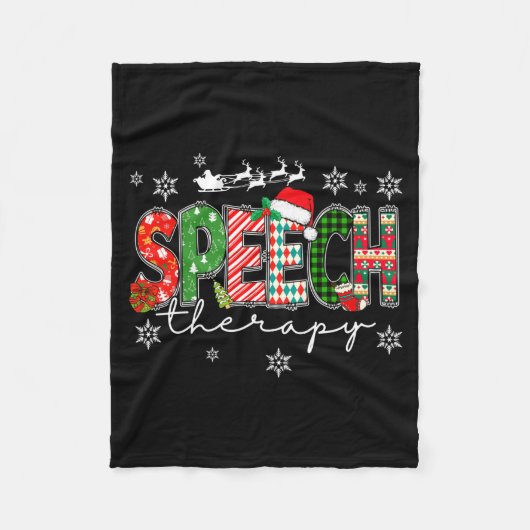 Logopädie-Weihnachtspulli-Santa-Feiertags-Spaß Fleecedecke (Vorderseite)
