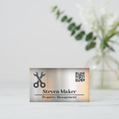 Logos für Crossed Wrenches | QR-Code | Metall Visitenkarte (Stehend Vorderseite)