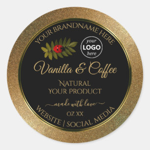 Logos für Gold-Glitzer- und Black-Product-Labels Runder Aufkleber