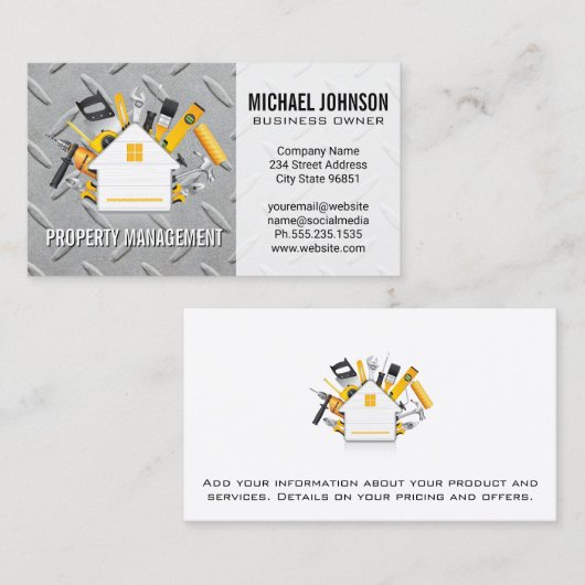 Logos für Hausreparaturen | Konstruktion | Steel Visitenkarte (Vorne/Hinten)