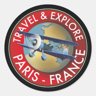 Logos für Reisen und Erkunden von Paris - Frankrei Runder Aufkleber