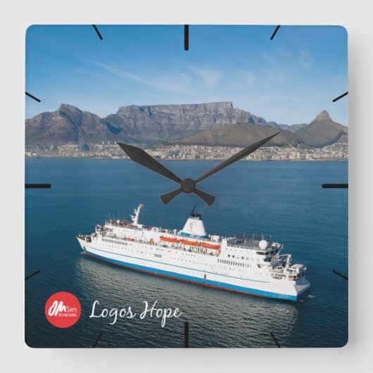 Logos Hope in Cape Town Clock Quadratische Wanduhr (Vorderseite)
