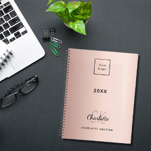 Logos Rose Gold Monogramm Metal Business 2026 Planer