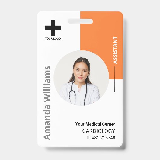 Logos und Foto für personalisierte Krankenhausmita Ausweis (Front)