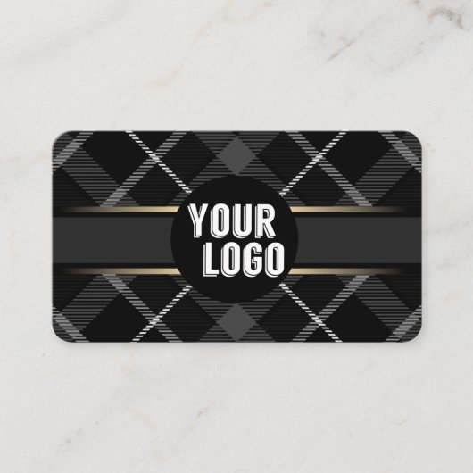 Logos und QR-Code Kohle Grau Kariert, moderne Mark Visitenkarte (Vorderseite)