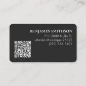 Logos und QR-Code Kohle Grau Kariert, moderne Mark Visitenkarte (Rückseite)