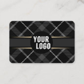 Logos und QR-Code Kohle Grau Kariert, moderne Mark Visitenkarte (Vorderseite)