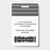 Logos und Strichcode für Mitarbeiter - graue Strei Ausweis (Back)