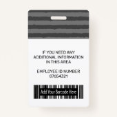 Logos und Strichcode für Mitarbeiter - graue Strei Ausweis (Rückseite)