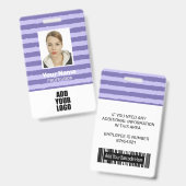 Logos und Strichcode für Mitarbeiter - Lila Streif Ausweis (Vorder- & Rückseite)