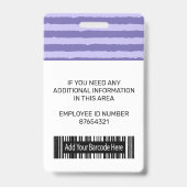 Logos und Strichcode für Mitarbeiter - Lila Streif Ausweis (Rückseite)