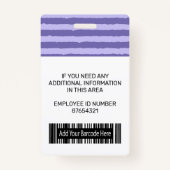 Logos und Strichcode für Mitarbeiter - Lila Streif Ausweis (Rückseite)