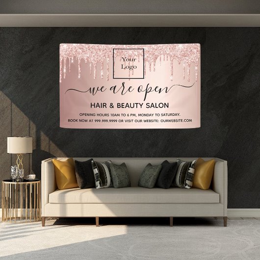 Logos Wiedereröffnung Schönheitssalon Rose Gold Gl Banner