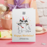 Logospass Funny Party Tiere Niedlich Happy Geburts Karte<br><div class="desc">Entfesseln Sie die Feier mit unserer individuell gestaltbaren "Corporate Critter Birthday Card"! Join the paw-ty, wo ein festlicher Hund einen Party-Hut tanzt, während eine Katze und ein Papagei sich der Freude anschließen. Was macht es noch besser? Die Karte zeigt ein individualisierbares Logo an - tauschen Sie es einfach mit Ihrem...</div>