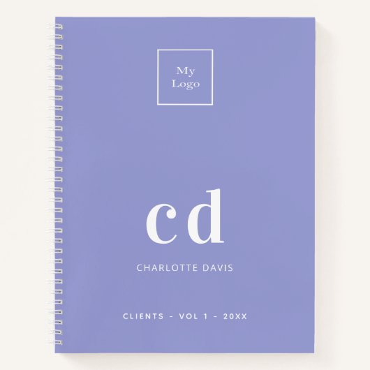 Logoviolett-Monogramm-Initialen Business elegant Notizblock (Vorderseite)