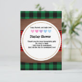 Logs Flannel Rustic Kariert Hearts Baby Dusche Begleitkarte (Stehend Vorderseite)