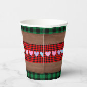 Logs Flannel Rustic Kariert Hearts Baby Dusche Pappbecher (Rechts)