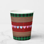 Logs Flannel Rustic Kariert Hearts Baby Dusche Pappbecher (Vorderseite)