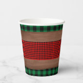 Logs Flannel Rustic Kariert Hearts Baby Dusche Pappbecher (Rückseite)