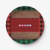 Logs Flannel Rustic Kariert Hearts Baby Dusche Pappteller (Vorderseite)