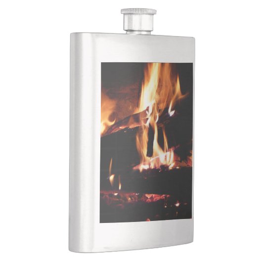 Logs in the Fireplace Warm Fire Photography Flachmann (Rechts)