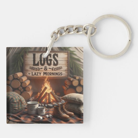 Logs & Lazy Mornings Schlüsselanhänger – Camping-A (Rückseite)