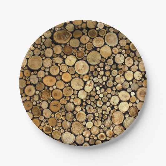 Logs Themed Wallpaper Plate Pappteller (Vorderseite)