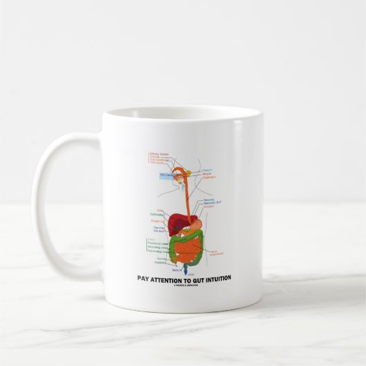 Lohn-Aufmerksamkeit zur Darm-Intuition Kaffeetasse (Links)