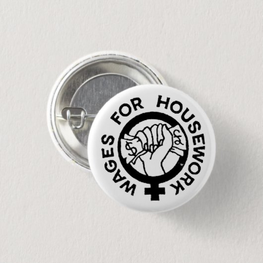 Löhne für Hausarbeit-Knopf Button (Vorne & Hinten)