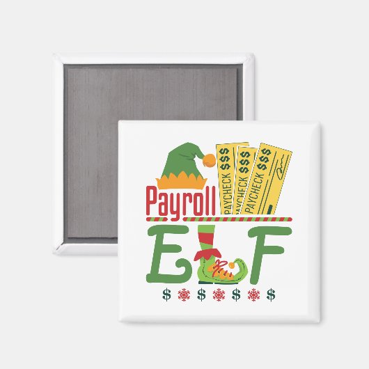 Lohnroll Elf Christmas Payroll Manager Magnet (Vorderseite/Rückseite)
