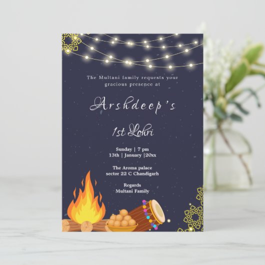 Lohri Einladung Lohri Einladungskarte (Stehend Vorderseite)