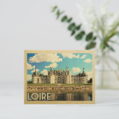 Loire France Vintage Travel - Chateau Chambord Postkarte (Stehend Vorderseite)