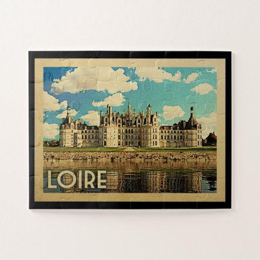 Loire France Vintage Travel - Chateau Chambord Puzzle (Horizontal)