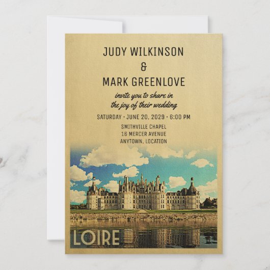 Loire France Wedding Invitation Chateau Chambord Einladung (Vorderseite)