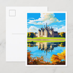 Loire-Tal Frankreich vintage Reiseillustration Postkarte