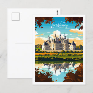Loire-Tal Frankreich Vintage-Reiseillustration Postkarte