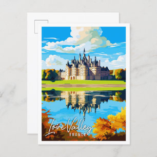 Loire Valley France Vintage Illustration Postkarte