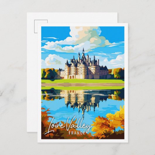 Loire Valley France Vintage Illustration Postkarte (Vorne/Hinten)