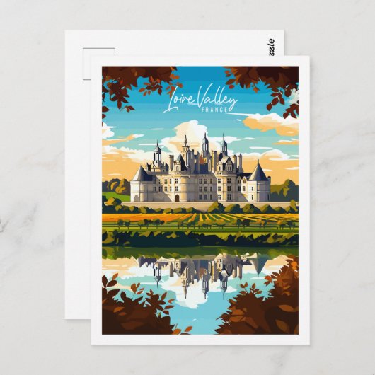 Loire Valley France Vintage Illustration Postkarte (Vorne/Hinten)