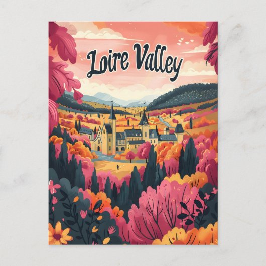Loire Valley Frankreich Vintage Kunst Postkarte (Vorderseite)