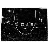 Lois Schwarz-weiß White Glitzer Gefallen Gift Spar Große Geschenktüte (Rückseite)