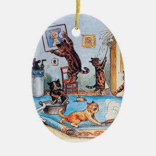 Lois Wains Frühjahrsputz-Katzen Keramikornament