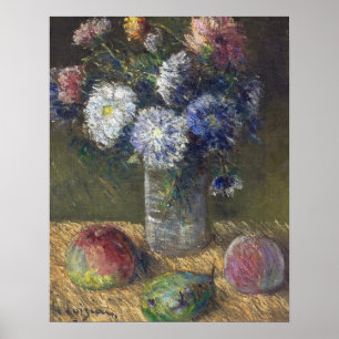 Loiseau - Stillleben, Blumenstrauß und Obst Poster