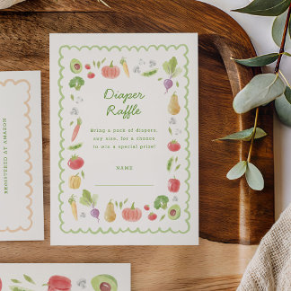 Lokal angebaute Aquarell-Gemüse-Windel-Verlosung Begleitkarte