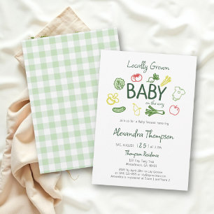 Lokal angebaute bunte Gemüse gezeichnete Babyparty Einladung