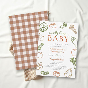 Lokal angebaute, frische, erdige Babyparty zum Her Einladung